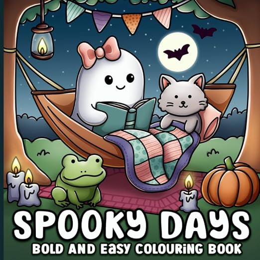 Bold and Easy Colouring Book: Spooky Days Cute Halloween and Autumn Designs for All Ages | Amazon (UK)