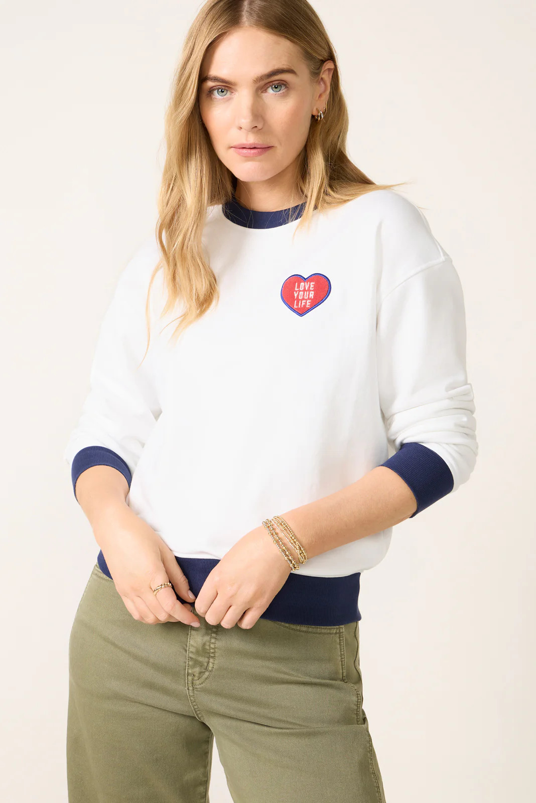 Crew Neck Patch Sweatshirt | Evereve
