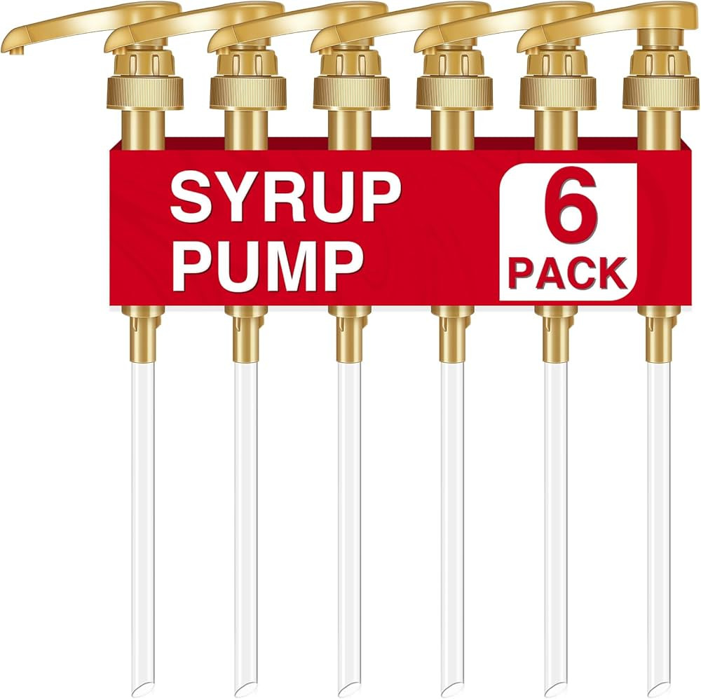 VOISEN Coffee Syrup Pumps, 6 Pack Gold Syrup Pump, Skinny Syrup Pump for 750ml 25.4oz Syrup Bottl... | Amazon (US)