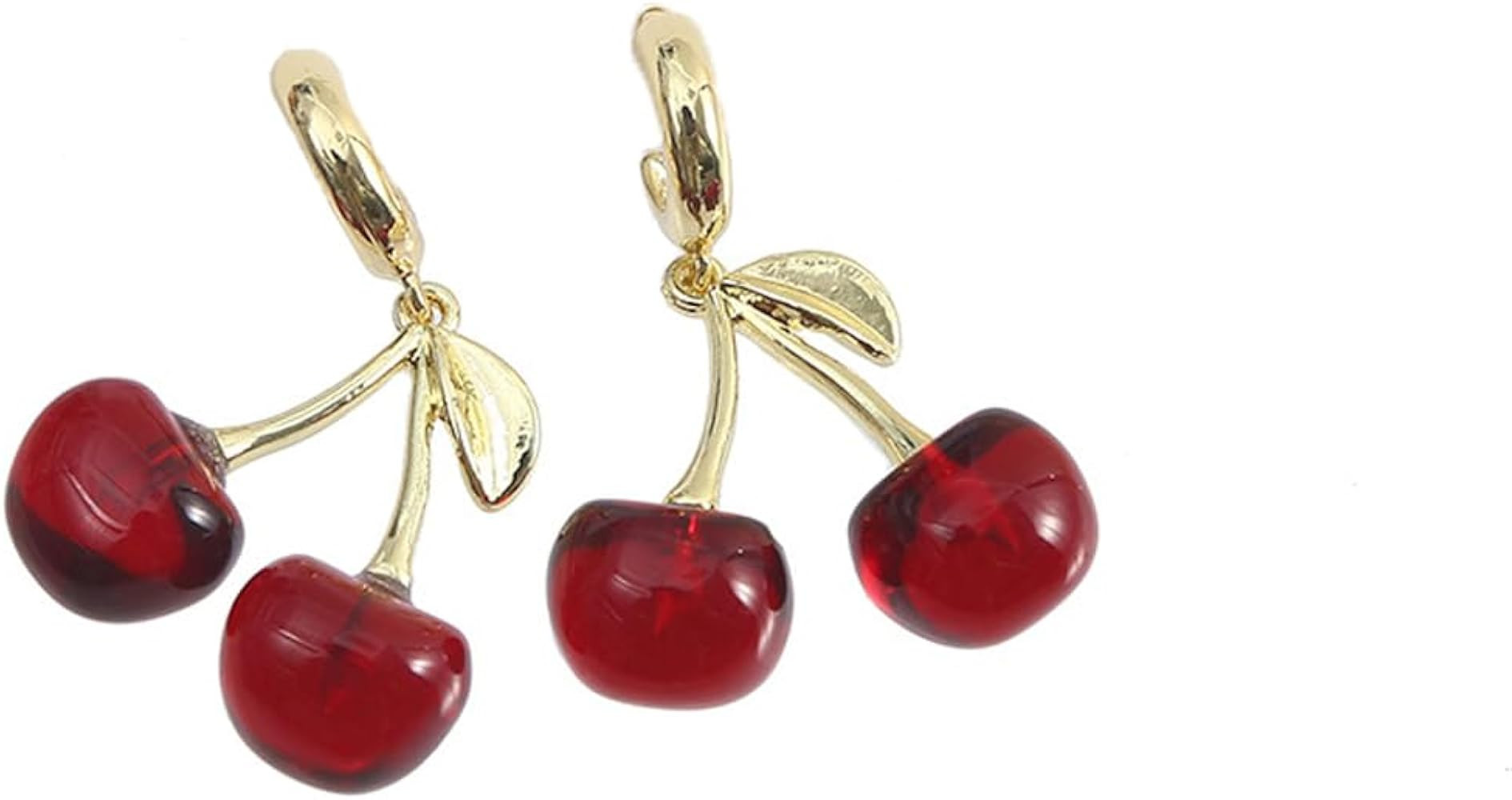 Cherry Earrings For Women, Red Funny Drop Dangle Hoop 18k Gold Plated Fruit Charm Leaf Cute Aesth... | Amazon (US)