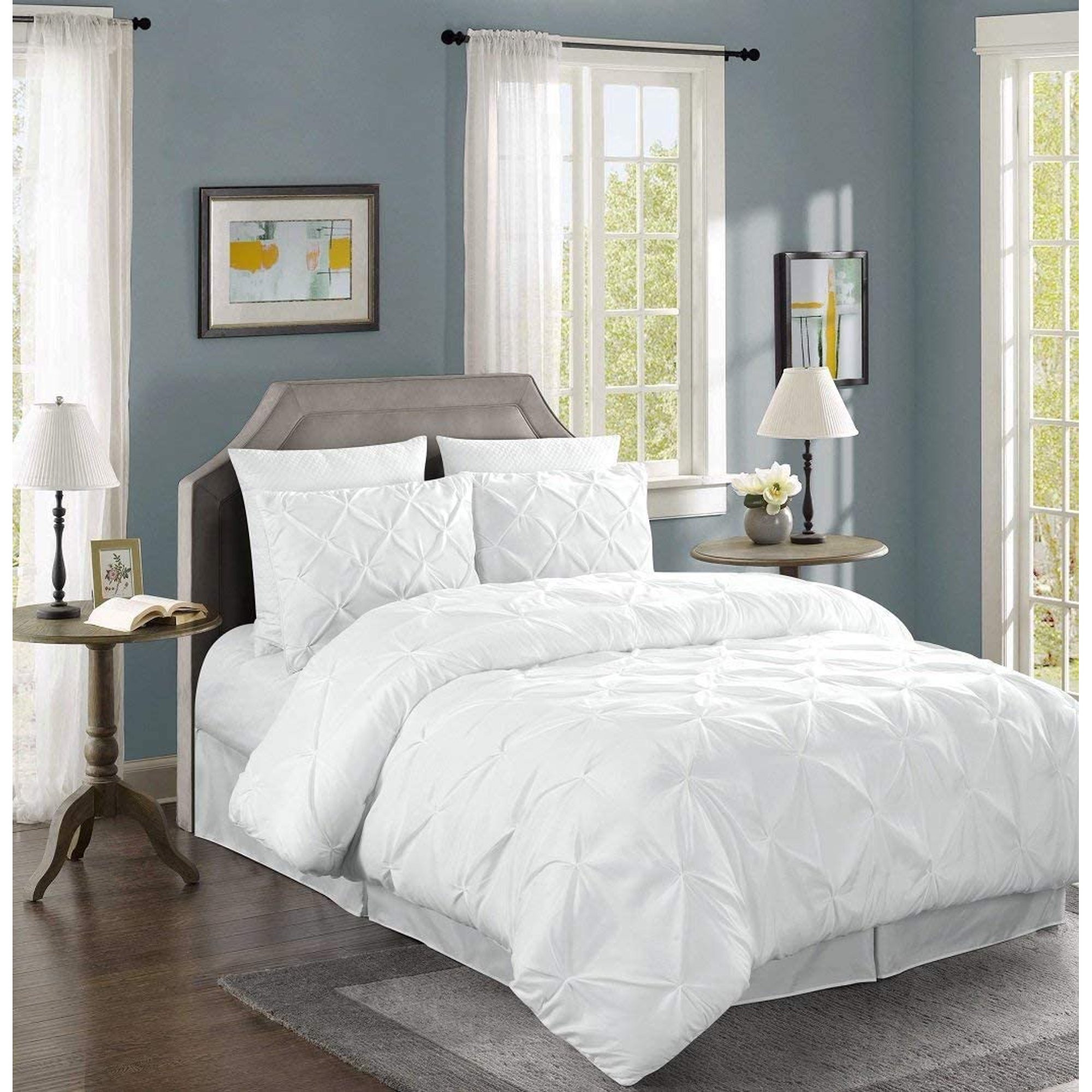 Chezmoi Collection Berlin 3-Piece Pinch Pleated Pintuck Comforter Set | Walmart (US)
