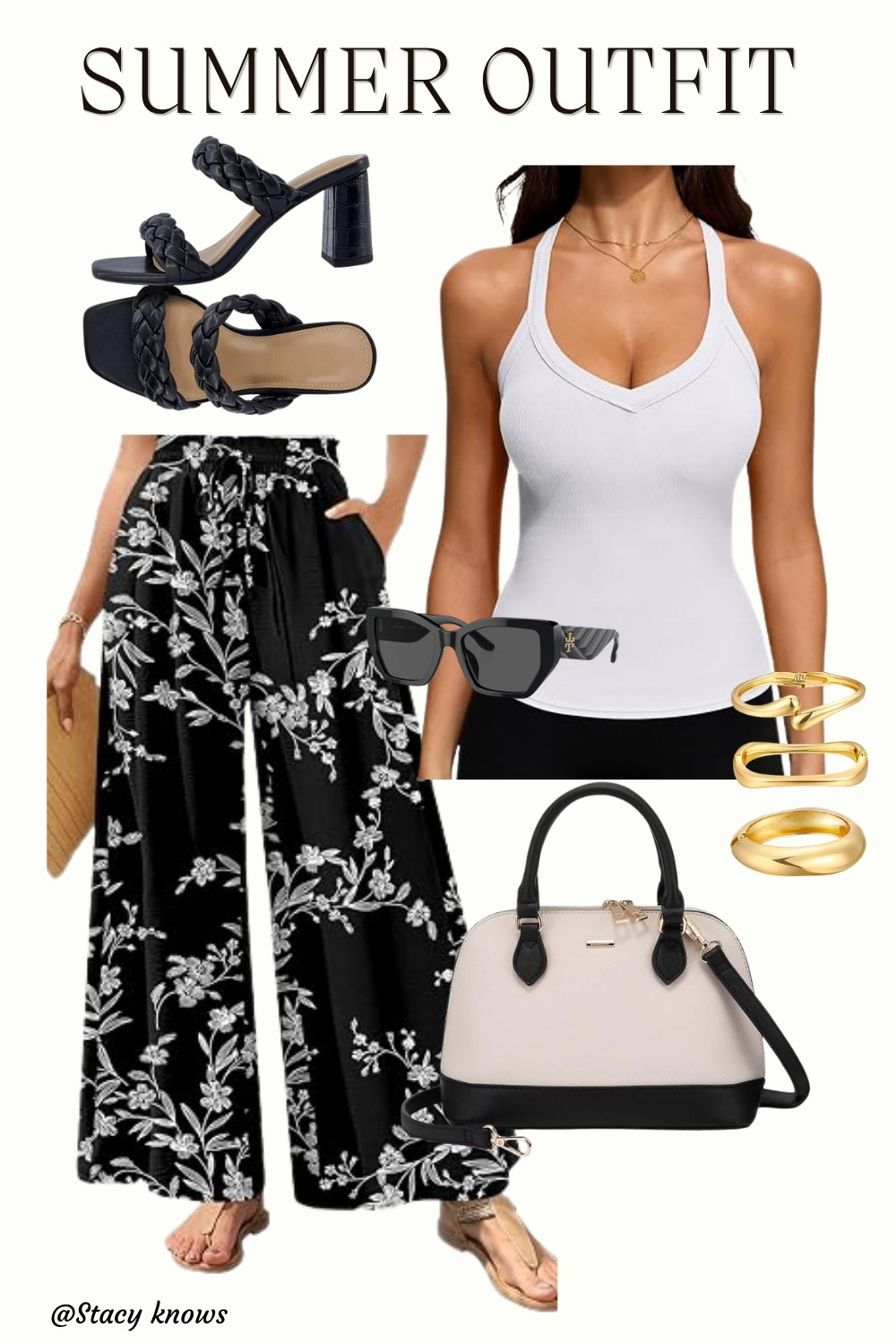 The ultimate blend of breezy comfort and polished style. Flowy palazzo pants pair effortlessly with a sleek V-neck racerback tank, while a classic dome crossbody satchel and chunky heels elevate the entire look. Whether you’re headed to brunch, running errands, or enjoying a summer evening out, this outfit is chic, functional (yes to pockets!), and easy to wear all day long.
#SummerOutfitInspo #PalazzoPants #WideLegPants #CasualChic #StreetStyle #SummerStyle #LTKstyletip #LTKunder50 #LTKunder100 #LTKshoepicker 

 #LTKootd #LTKActive #LTKWorkwear