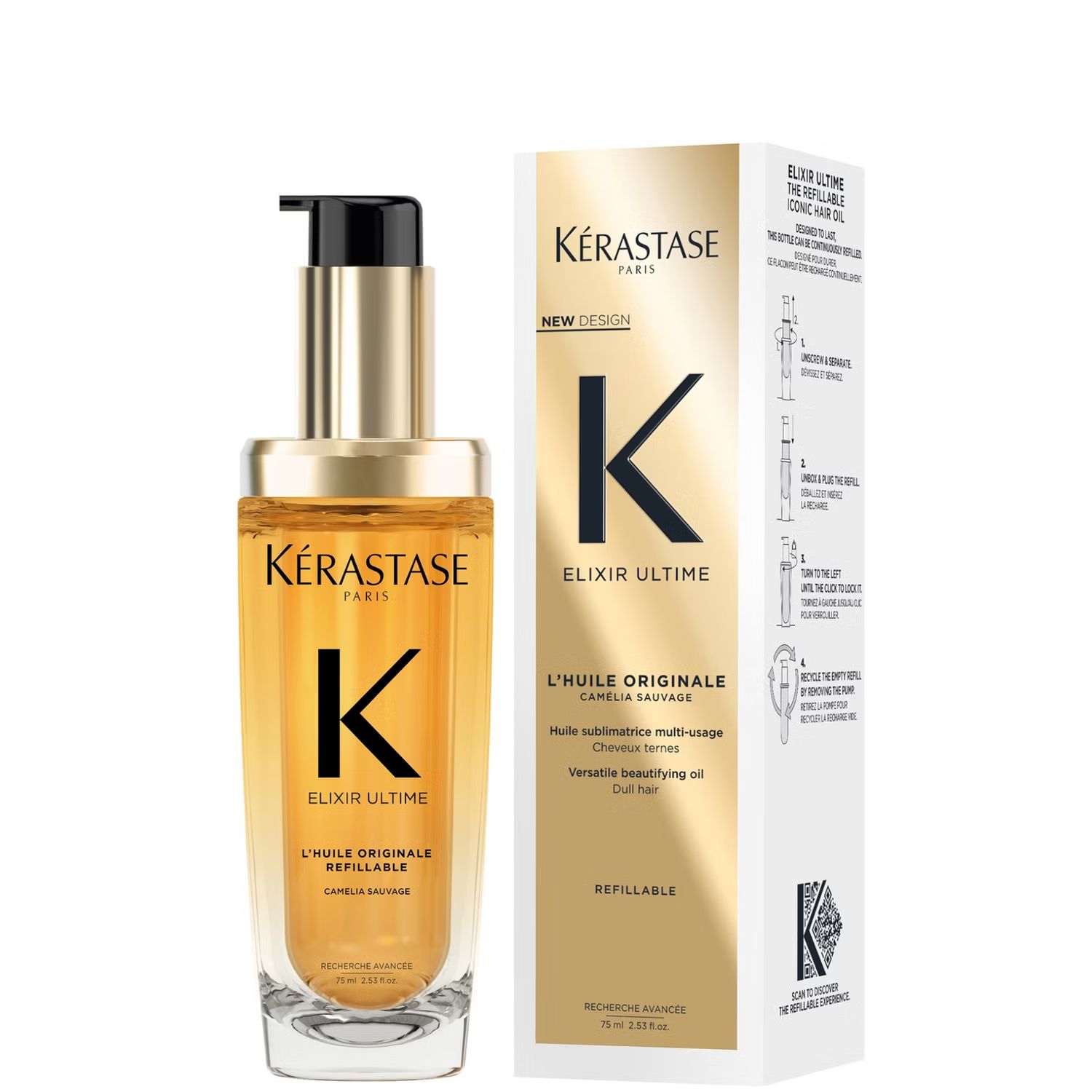 Kérastase Elixir Ultime Hair Oil L'Huile Originale Refillable, For All Hair Types with Argan Oil... | Look Fantastic (UK)