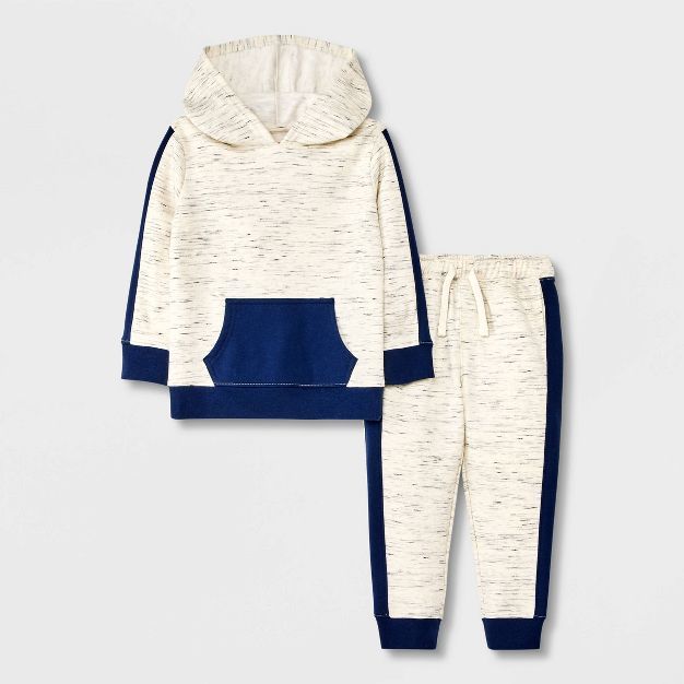 Toddler Boys' 2pc Colorblock Textured Fleece Hoodie Pullover Sweatshirt and Jogger Pants Set - Ca... | Target