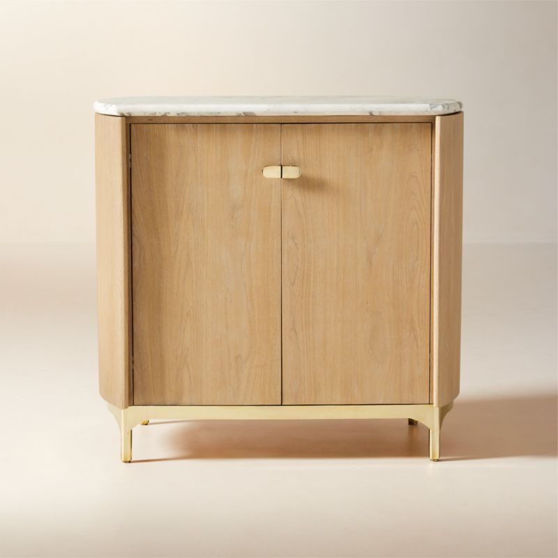 Claude Marble and Oak Wood Bar Cabinet by goop | CB2 | CB2