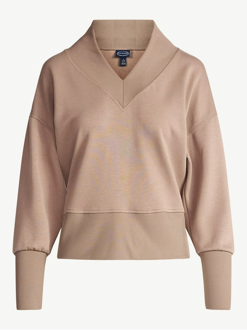 Scoop Women's and Women's Plus New Scubaknit V Neck Sweatshirt, Sizes XS-4X | Walmart (US)