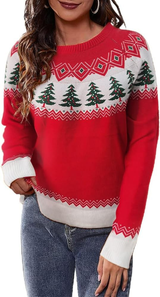 Qbily Fall Halloween Knitted Sweater For Women Winter Holiday Xmas Christmas Pullover Sweatshirt ... | Amazon (US)