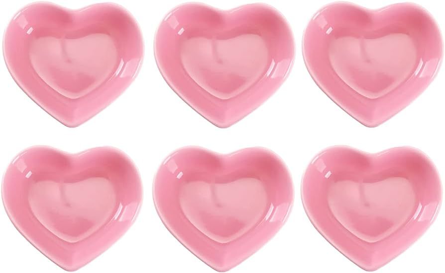 WHJY Pink Love Heart Shaped Ceramic Side Dish Bowl, Contemporary Porcelain Side Dishes Bowl, Seas... | Amazon (US)