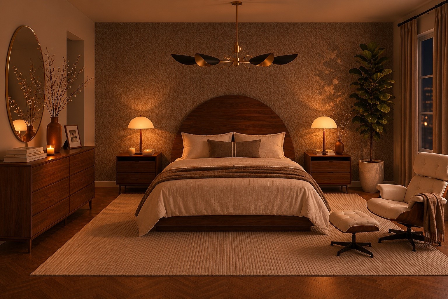 Soft night glow, layered neutrals, and warm walnut tones 🤎✨ This bedroom look feels like a boutique hotel at night—cozy, elevated, and made for slowing down. Saving this one for anyone creating a calm luxury bedroom with timeless pieces. 

Shop the full room in LTK.

#LTKHome #LTKU #LTKSeasonal