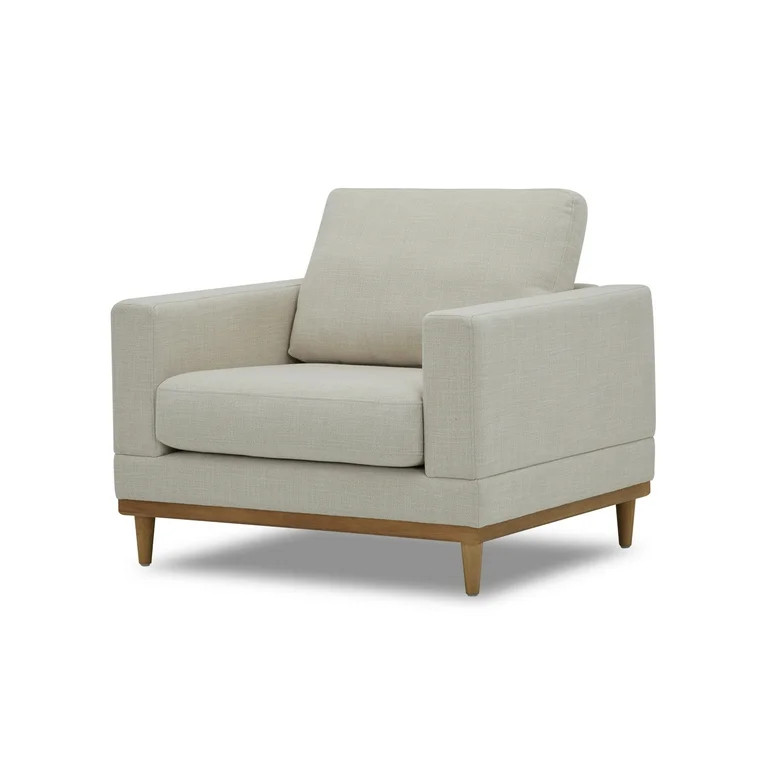 Better Homes & Gardens Springwood Wood Frame Accent Chair, Cream Linen | Walmart (US)