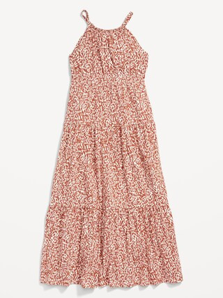 Printed Sleeveless Waist-Defined Tiered Smocked Maxi Dress for Girls | Old Navy (US)
