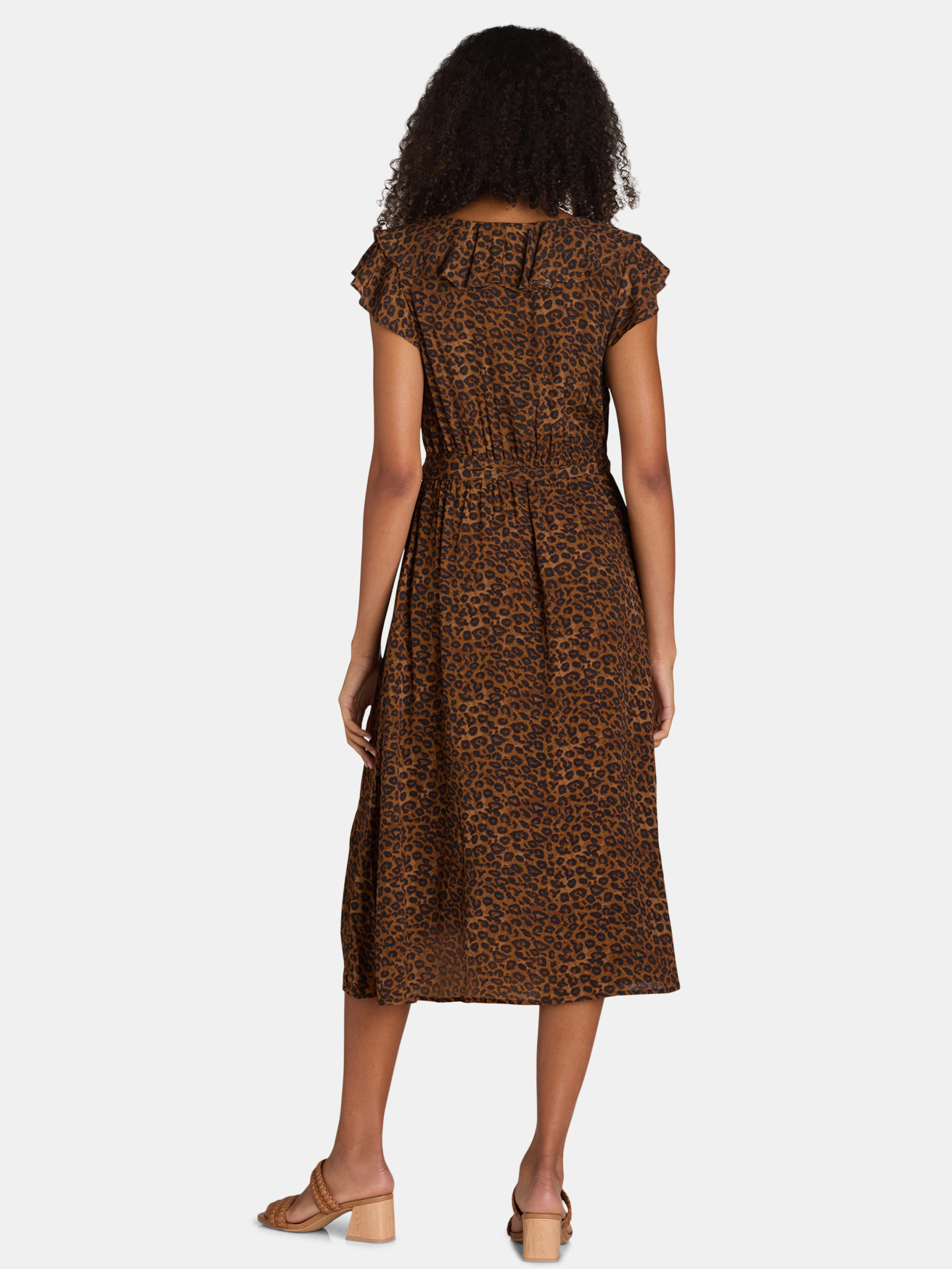 Time and Tru Women's and Women's Plus Ruffle Neck Midi Dress, Sizes XS-4X | Walmart (US)