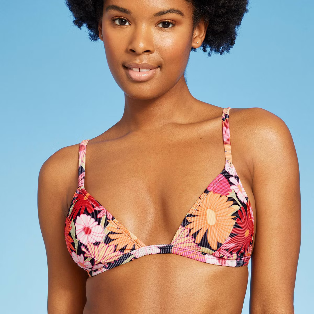 Women's Ribbed Fixed Triangle Bikini Top - Wild Fable™ | Target