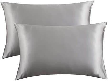 Bedsure Two-Pack Satin Pillowcases Set for Hair Cool and Easy to WASH King 20x40 Silver Grey with... | Amazon (CA)
