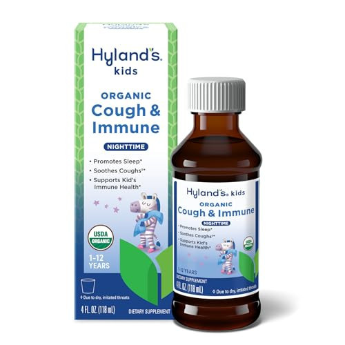 Hyland's Kids Nighttime Organic Cough Syrup and Immune Support with Agave, Elderberry and Pomegranate, Soothes Cough, and Supports Immunity, 4 Fl. Oz. | Amazon (US)