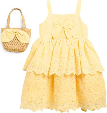 BLUEBERRY Kids' Eyelet Sundress & Straw Handbag Set | Nordstromrack | Nordstrom Rack