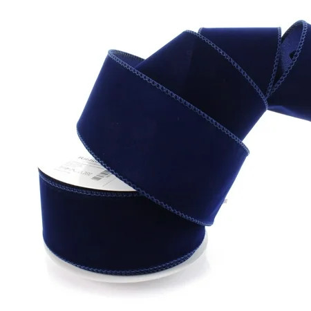 Ribbon Traditions 2.5" Wired Suede Velvet Ribbon Navy - 25 Yards | Walmart (US)