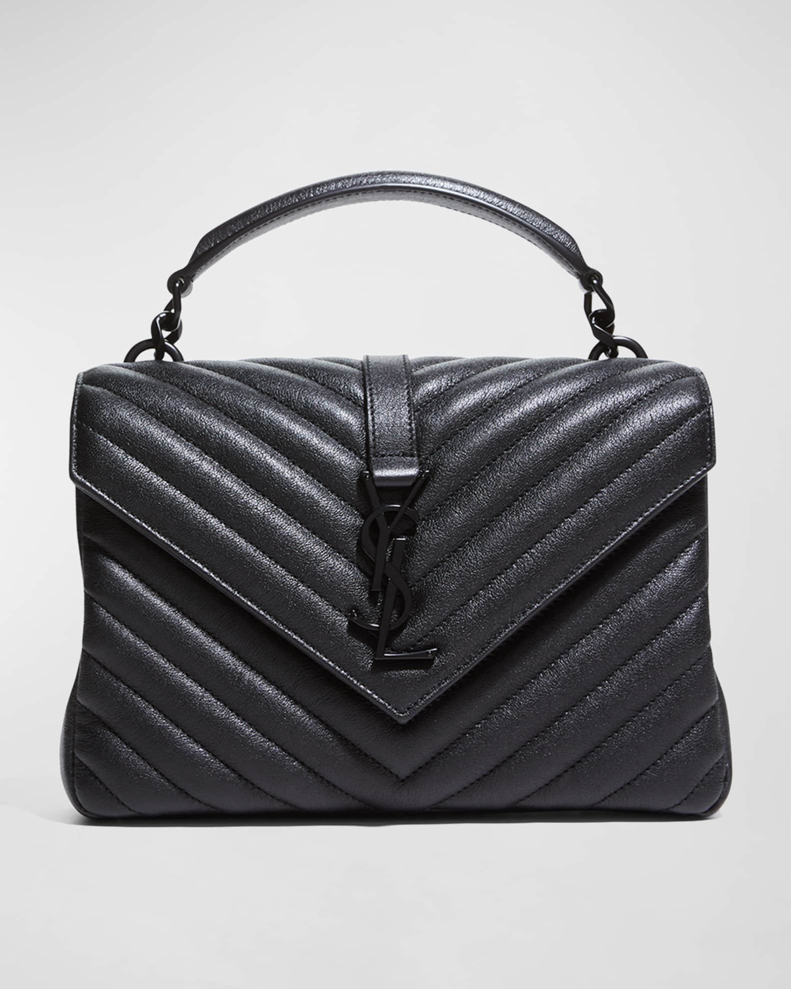 Saint Laurent College Medium Flap YSL Shoulder Bag in Quilted Leather | Neiman Marcus
