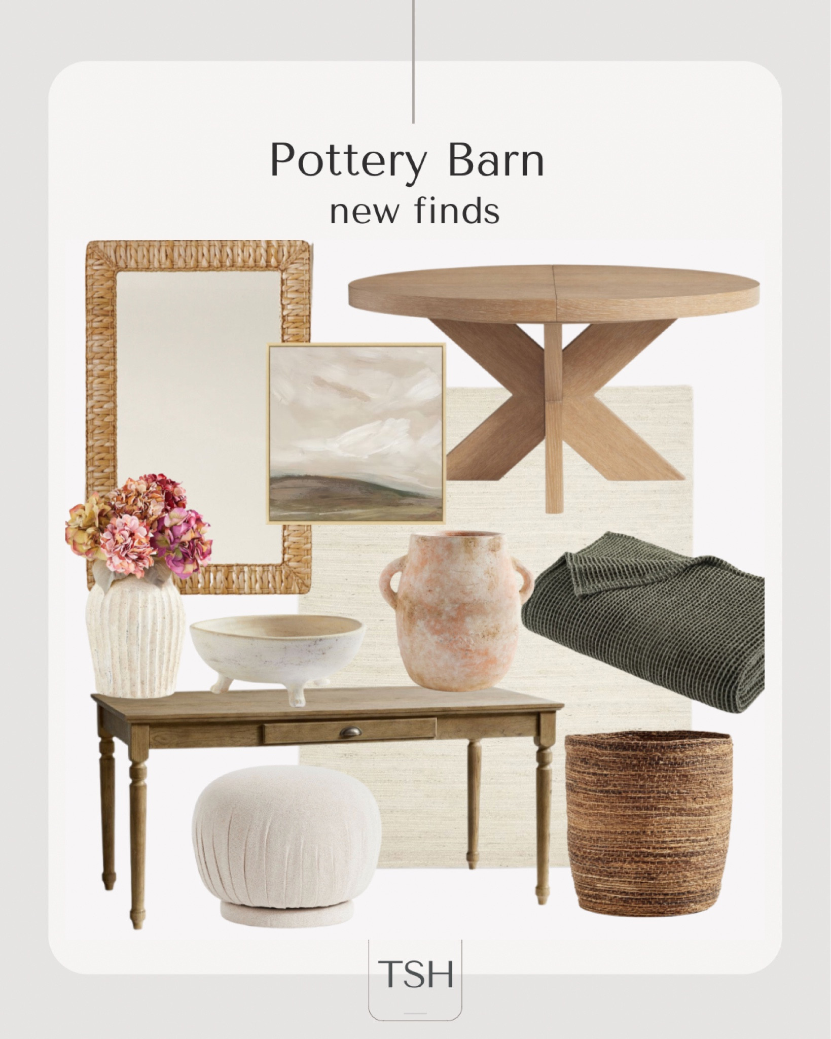 Pretty Pottery Barn finds!  That adorable ottoman / pouf swivels!!  Home office, dining room, living room  

#LTKhome #LTKstyletip #LTKsalealert