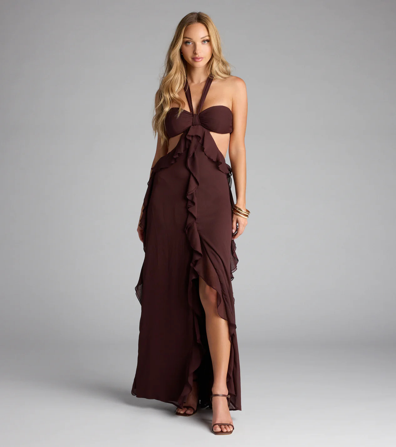 Ruffle and Ready Chiffon Halter Maxi Dress | Windsor Stores