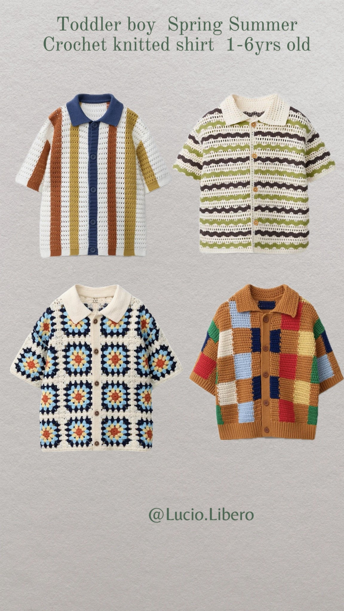 Toddler boy spring / summer outfit 
1-6 yrs old 
Crochet knitted shirt for boys 

#LTKKids #LTKgrwm #LTKootd
