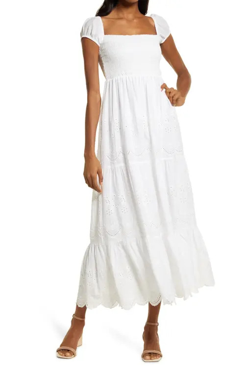 Area Stars Olivia Tiered Cotton Maxi Dress in White at Nordstrom, Size Small | Nordstrom