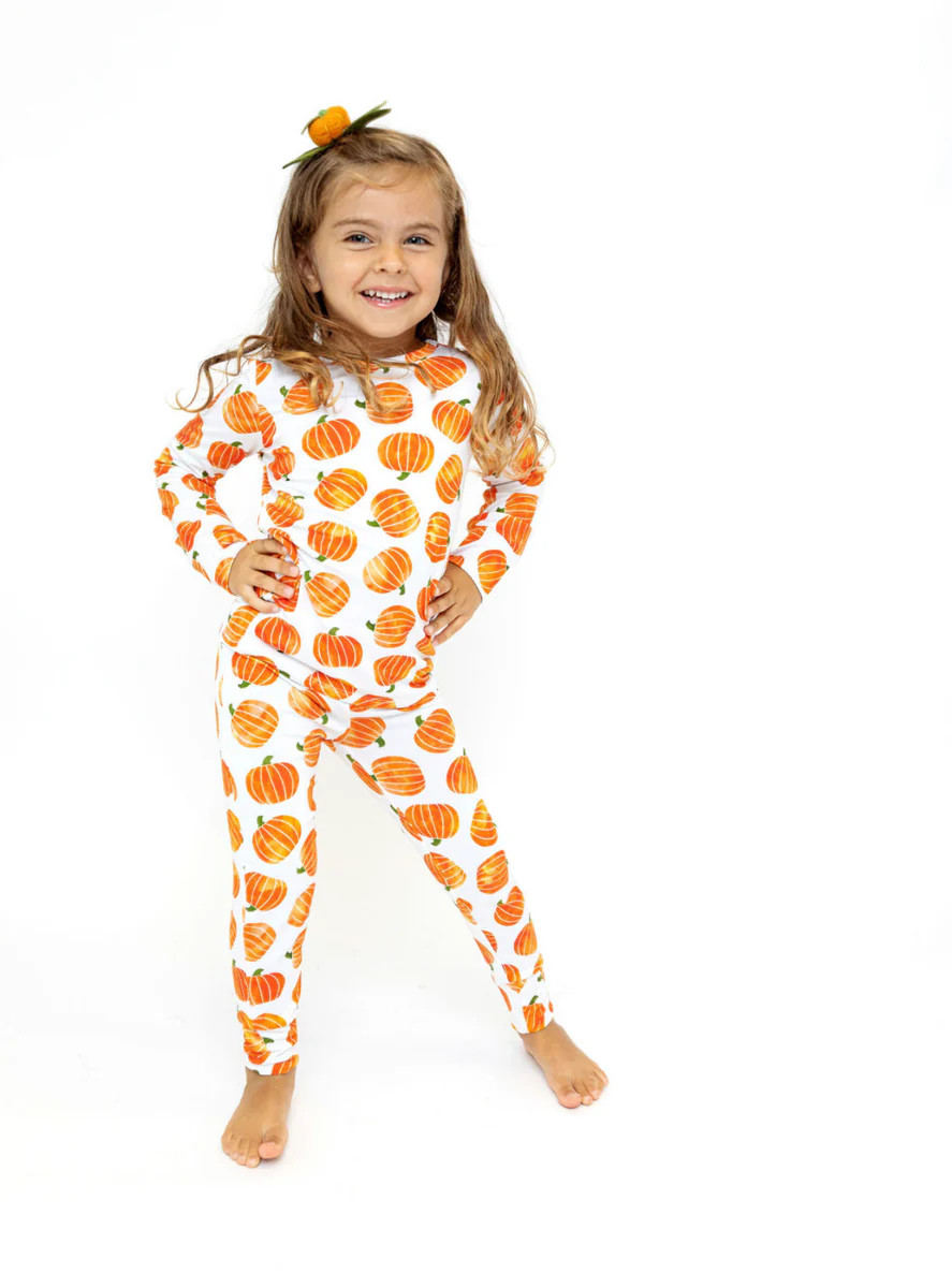 Pumpkin Two-Piece Long Set | Little Pajama Co.