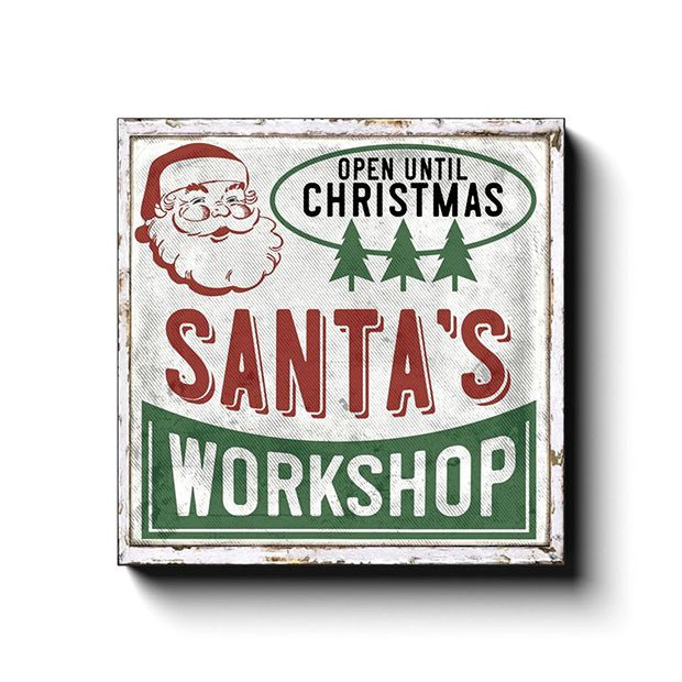 Retro Santas Workshop Wall Sign | Antique Farm House