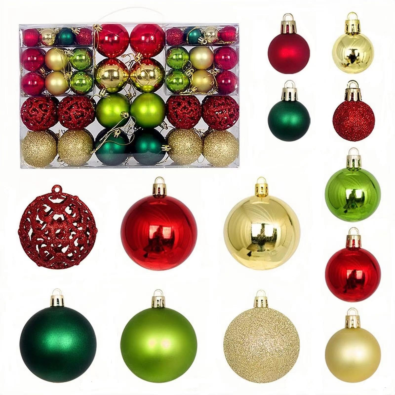 100Pcs Gold Green Red Mixed Christmas Balls Ornaments for Xmas Christmas Tree - Shatterproof Christmas Tree Decor Hanging Ball for Holiday Wedding Party Decoration Mixed Size & Color | Amazon (US)