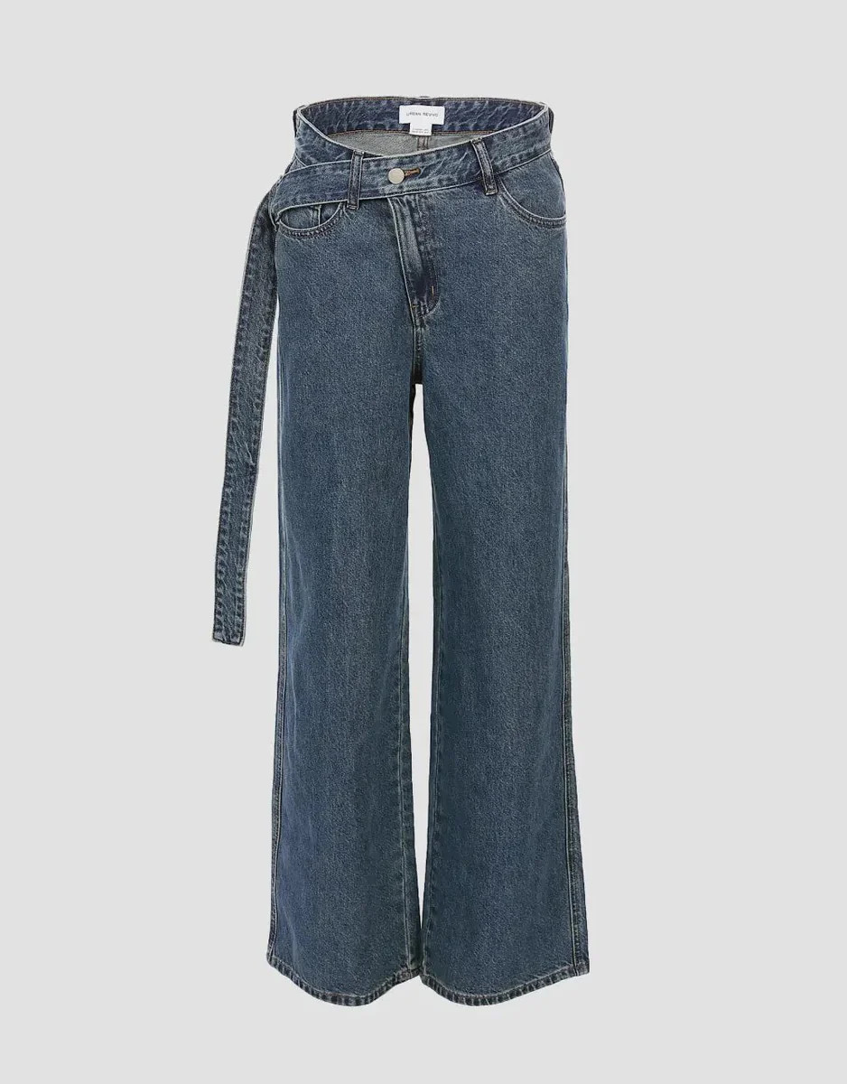 Wide-Leg Jeans With Belt | Urban Revivo