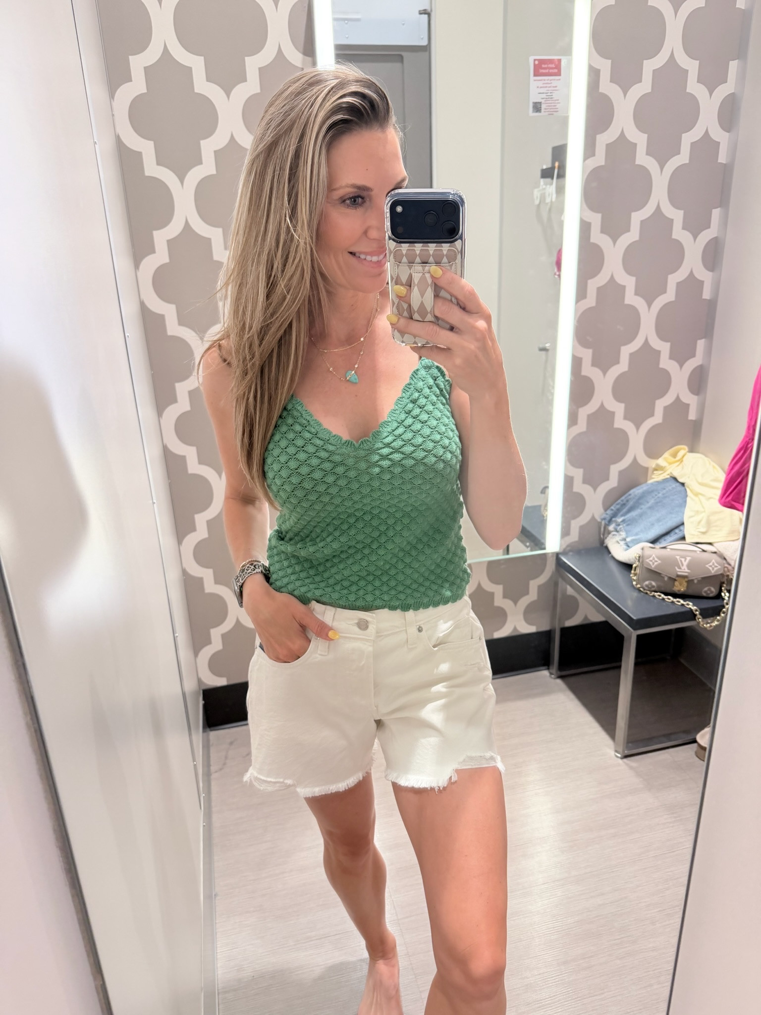 Fun lace/ embroidered top found at @Target paired with the best white denim shorts!

#LTKootd #LTKmomlife #LTKgrwm