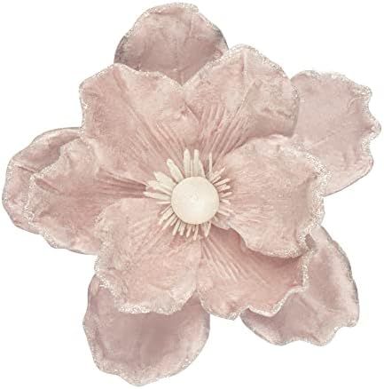 KI Store Pale Pink Christmas Tree Flower Decorations Velvet Magnolia Artificial Floral Ornaments ... | Amazon (US)