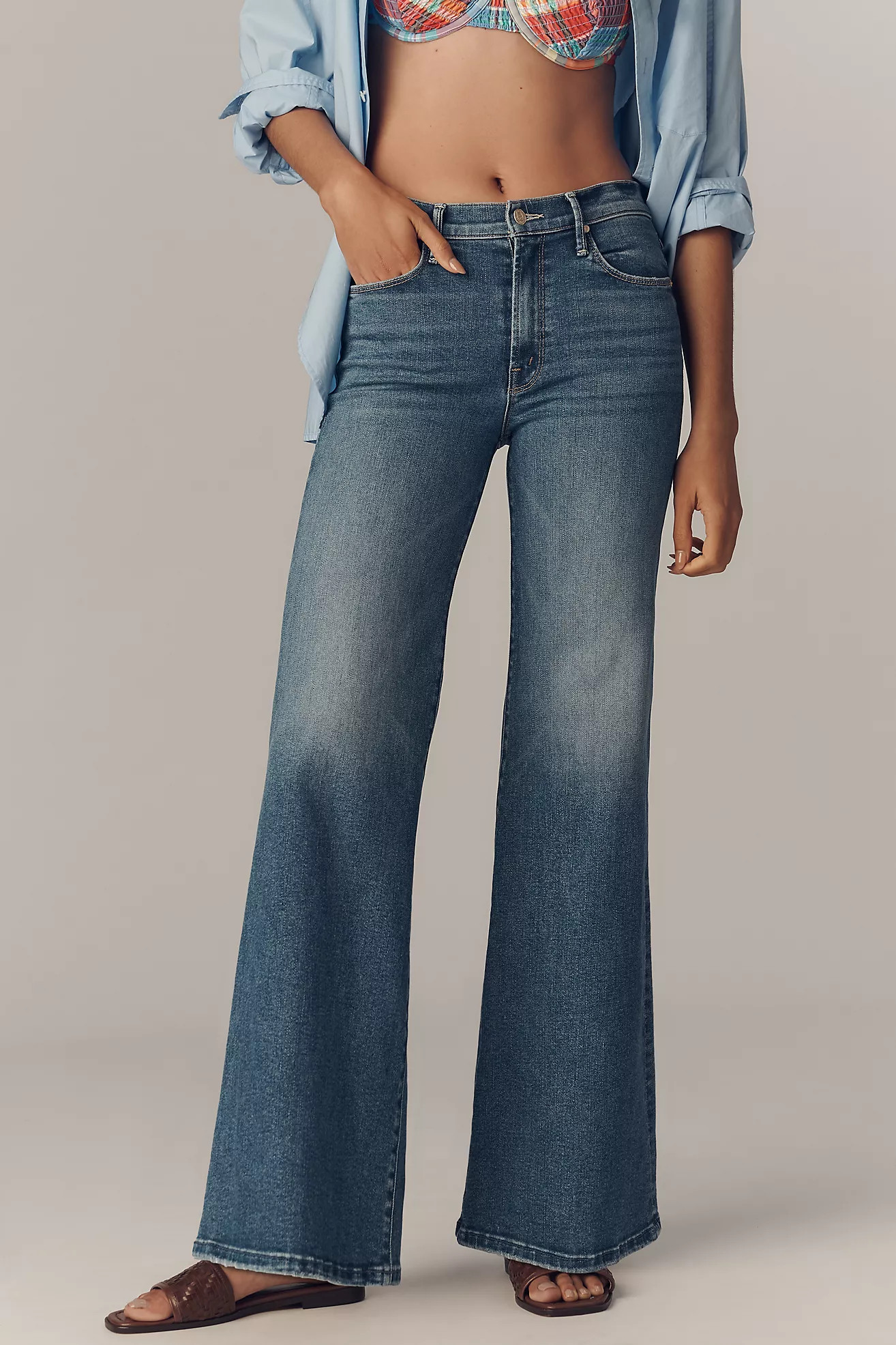 MOTHER The Twister Skimp Mid-Rise Wide-Leg Jeans | Anthropologie (US)