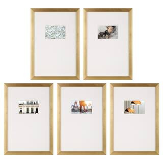 Instapoints Gallery Wall Set with Offset Mat and Hanging Template Beige Picture Frame (Set of 5) ... | The Home Depot