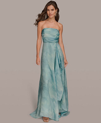 Women's Floral Print Strapless Ball Gown | Macy's