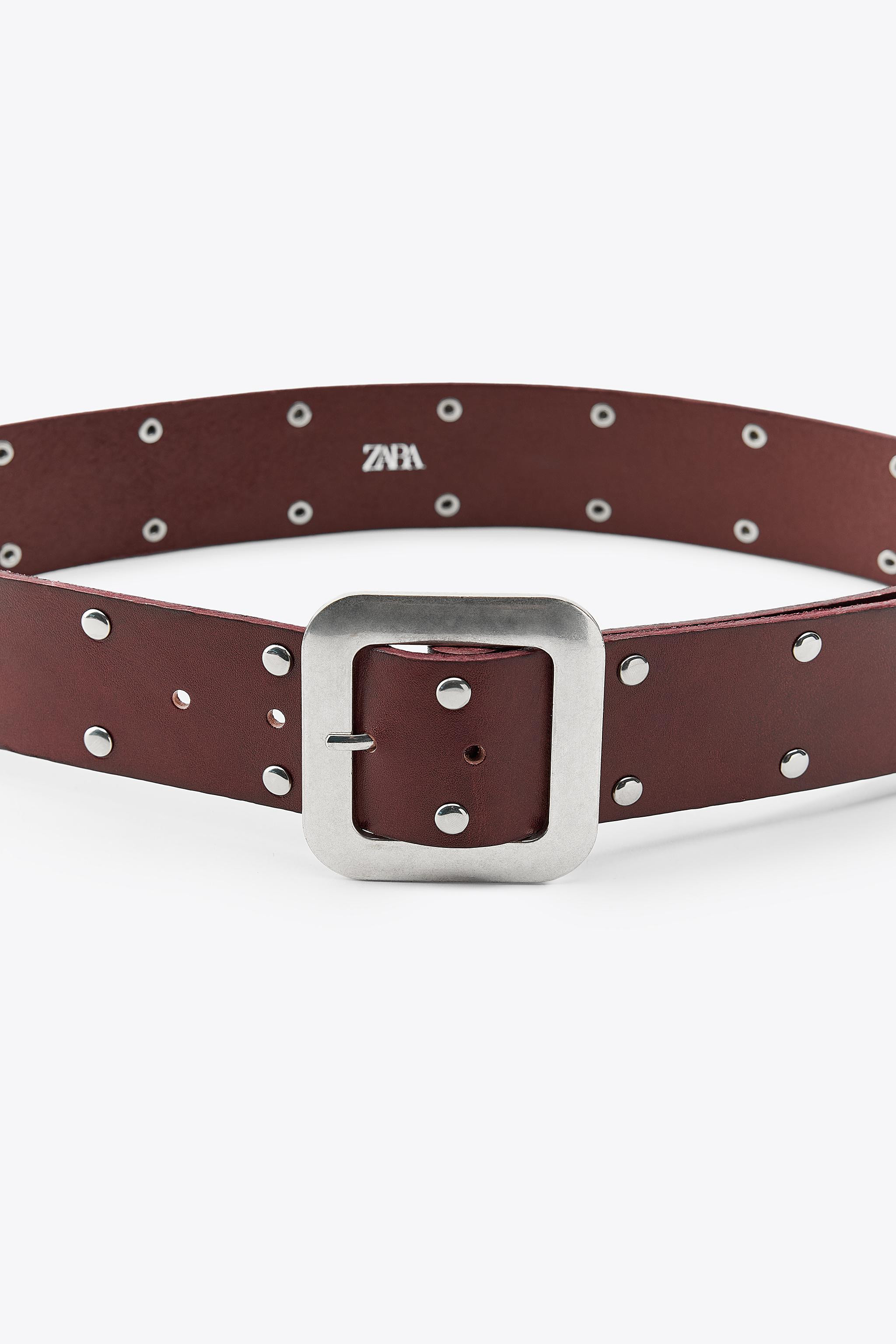 STUDDED LEATHER BELT | Zara UK