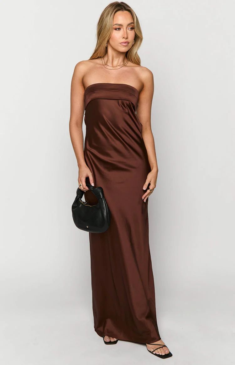 Maiah Brown Maxi Dress | Beginning Boutique (US)