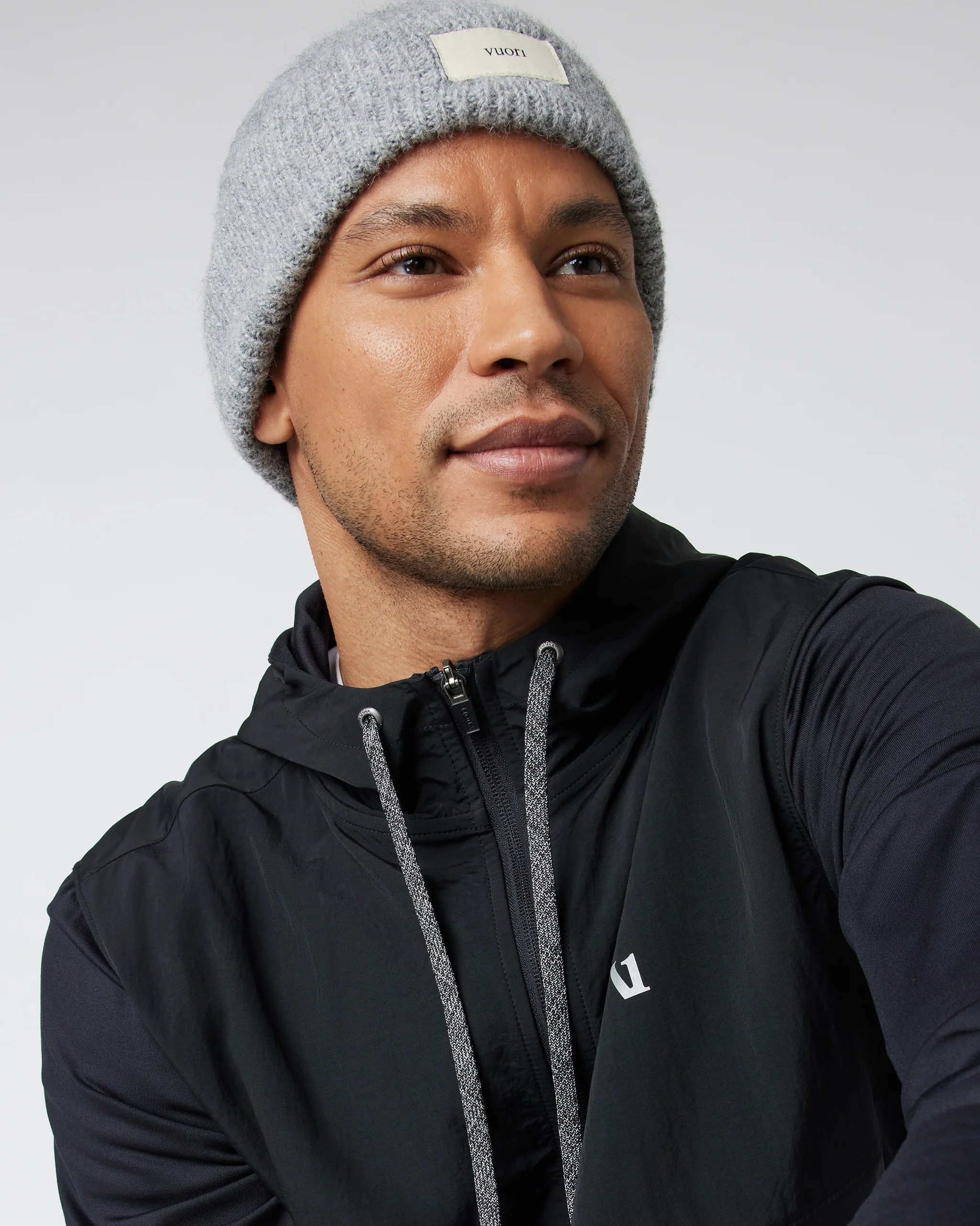 Label Beanie | Light Heather Grey Ribbed Beanie | Vuori | Vuori Clothing (US & Canada)