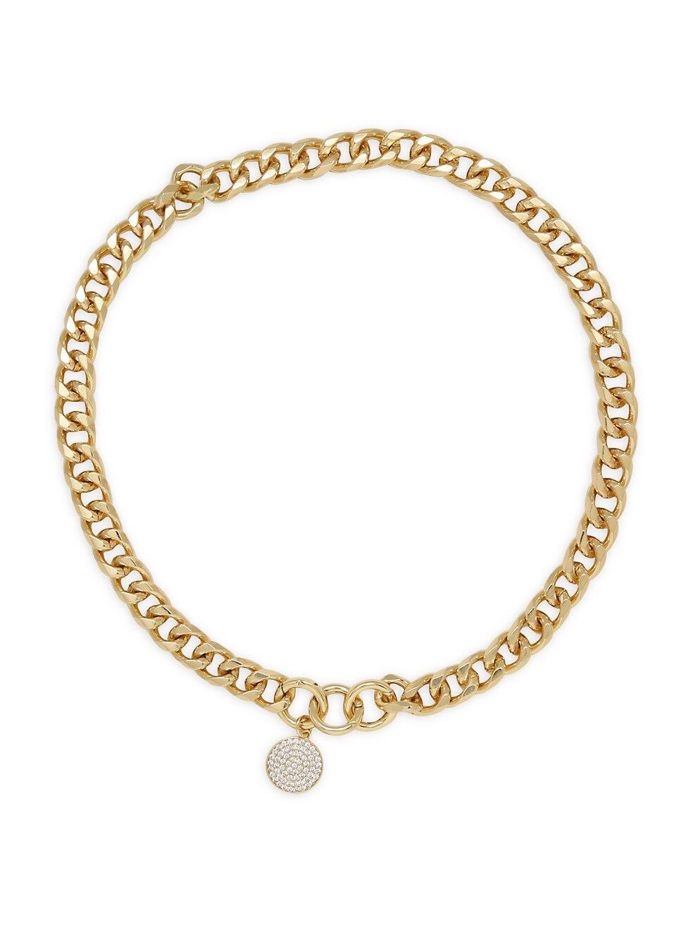 Crystal Disc Charm 18K Gold-Plated Chain Necklace | Saks Fifth Avenue
