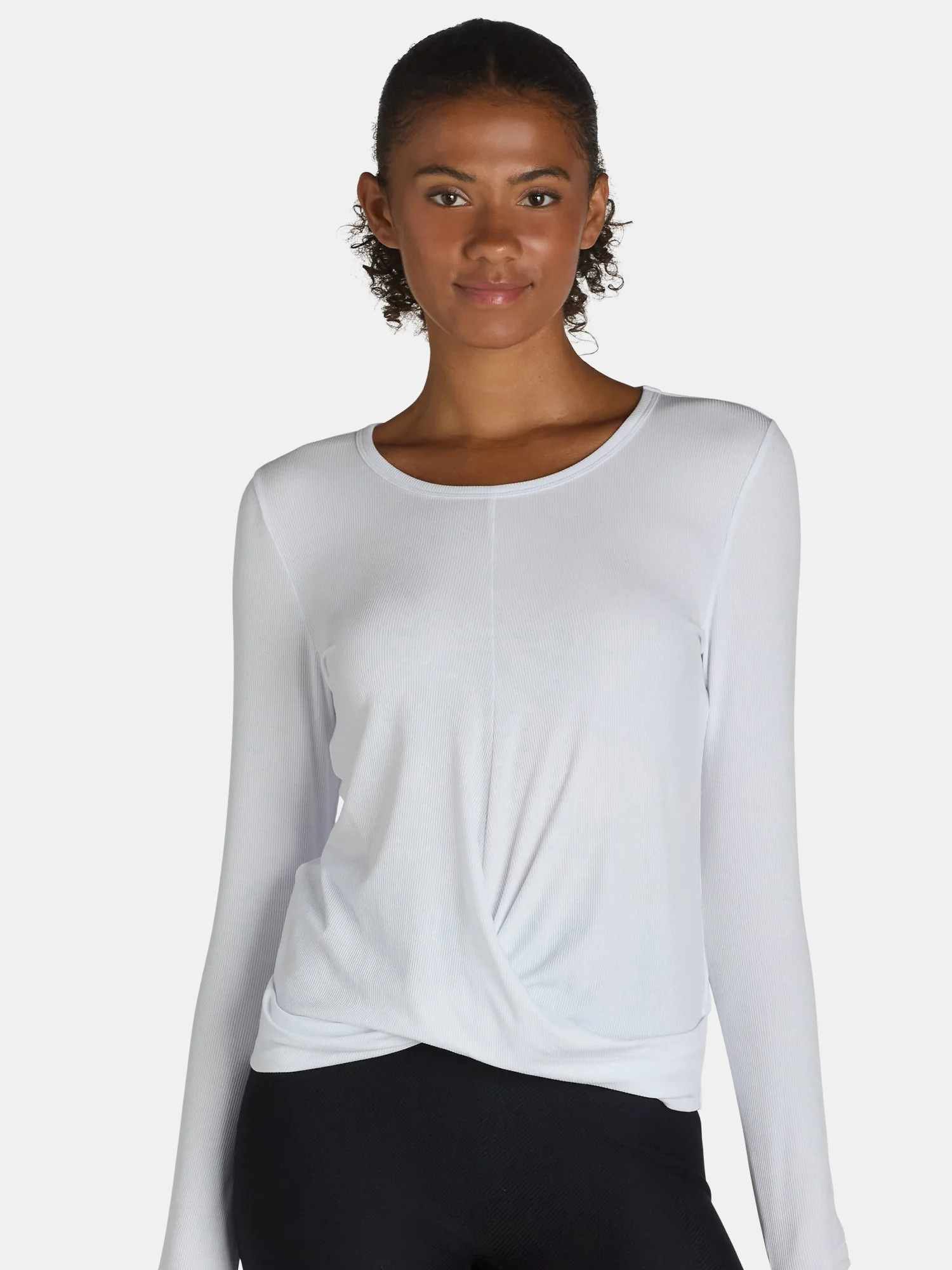 Avia Women's Ribbed Twist Front Top with Long Sleeves, Sizes XS-XXL - Walmart.com | Walmart (US)