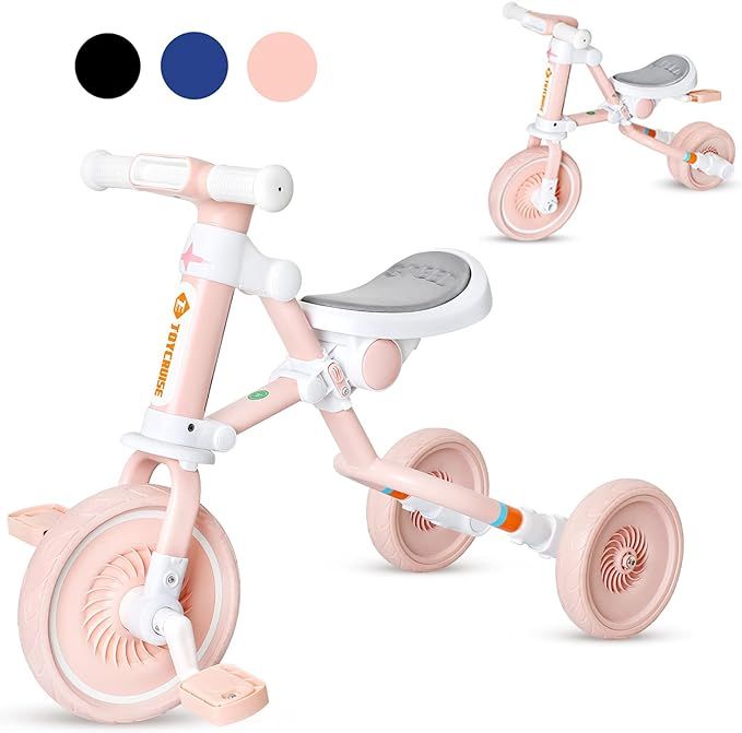 3 in 1 Kids Tricycle for Age 1-4 Years Old Kids, Toddler Baby Balance Bike - Folding Trike for Bo... | Amazon (US)