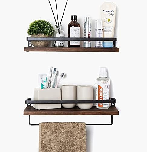 SODUKU Floating Shelves Wall Mounted Storage Shelves for Kitchen, Bathroom,Set of 2 Brown | Amazon (US)