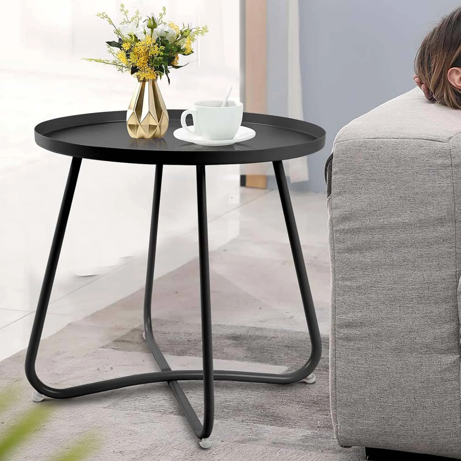 Metal Patio Table Outdoor Round Side Tables | Wayfair North America