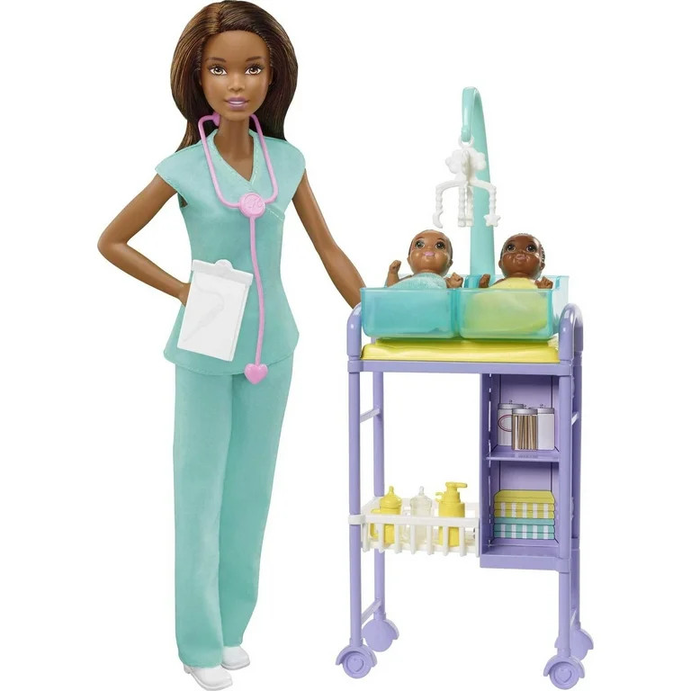 Barbie Careers Baby Doctor Playset with Brunette Fashion Doll, 2 Baby Dolls, Furniture & Accessor... | Walmart (US)