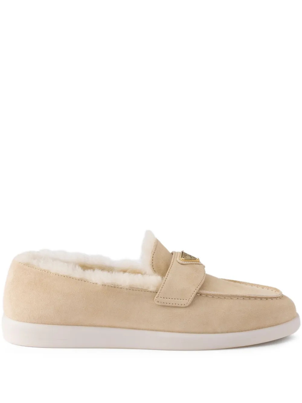 Prada suede shearling loafers - Neutrals | Farfetch Global