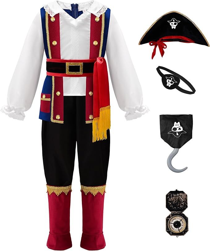 ReliBeauty Pirate Costume for Kids Toddler Boys Pirate Costume with Accessories | Amazon (US)