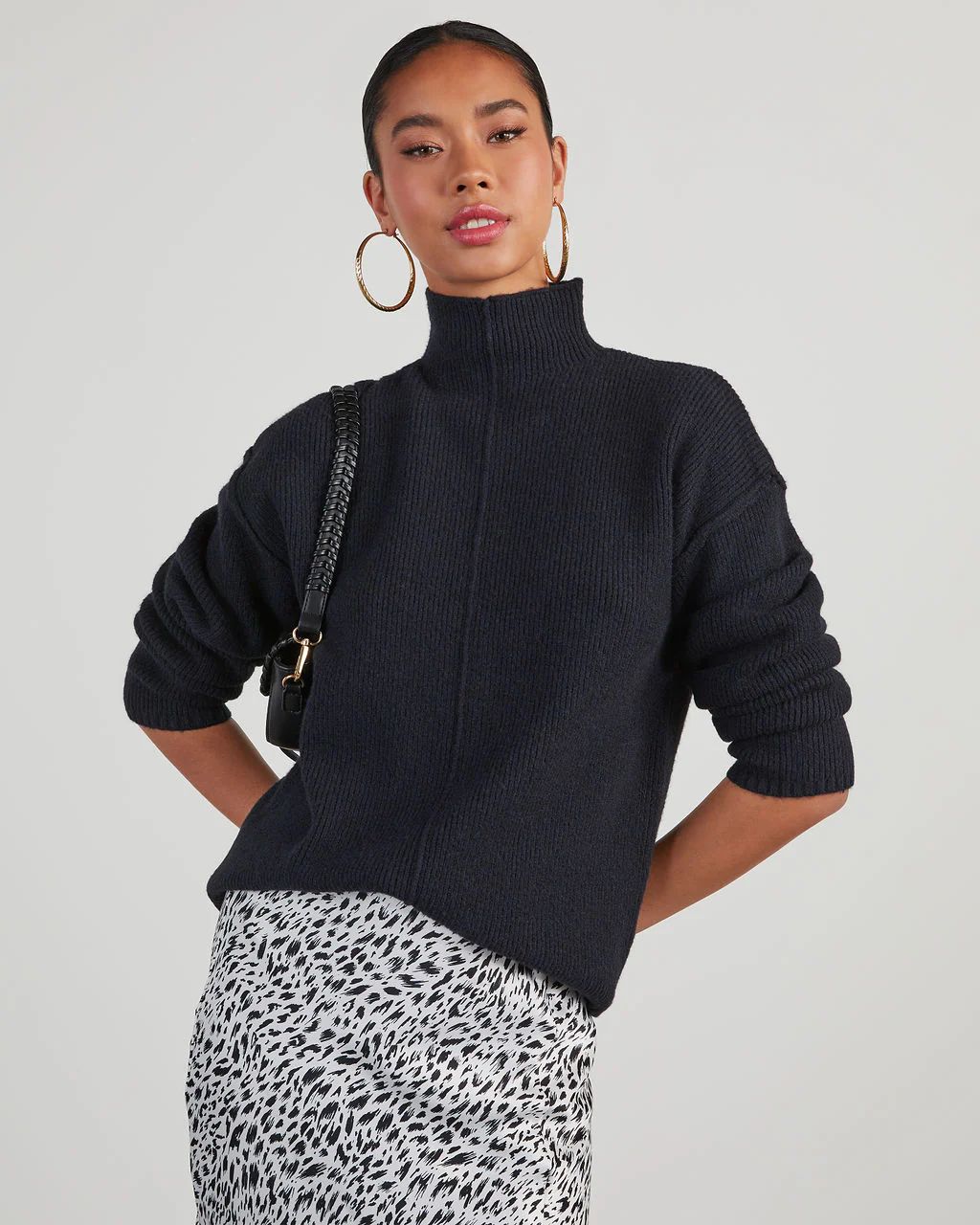 Malia Mock Neck Seamed Sweater | VICI Collection