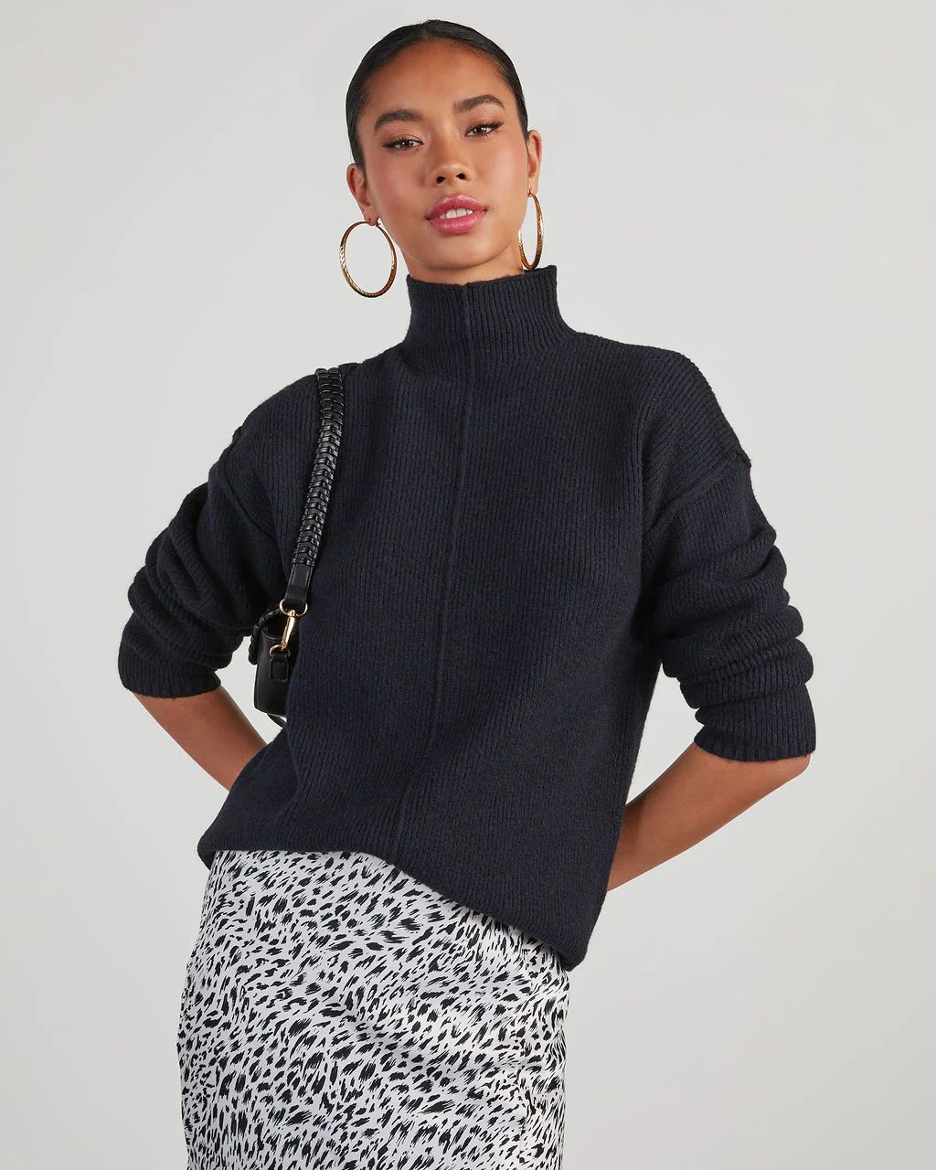 Malia Mock Neck Seamed Sweater | VICI Collection