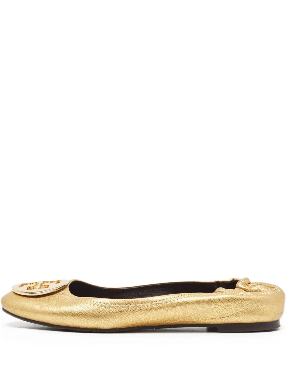 Tory Burch pre-owned metallic leather ballet flats - Gold | Farfetch Global
