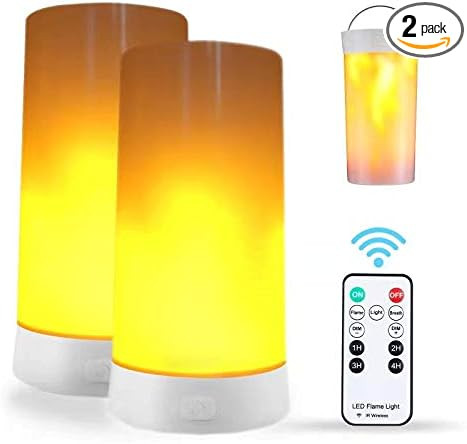 DI MORE 2PCS LED Flame Light, USB Rechargeable Flame Lamp with Remote & Timer, Waterproof Dimmabl... | Amazon (US)